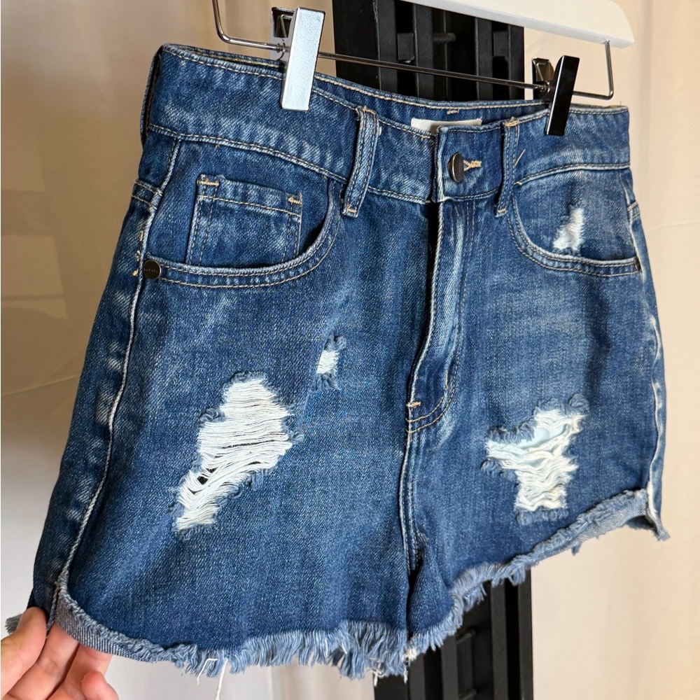 Nature‎ Denim Ripped Denim Shorts - Blue - Picture 2 of 5